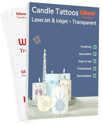WinnerTransfer A4X5 Sets Clear Candles Tattoos for Laser/Inkjet Printer(WT-TaCandle-5)