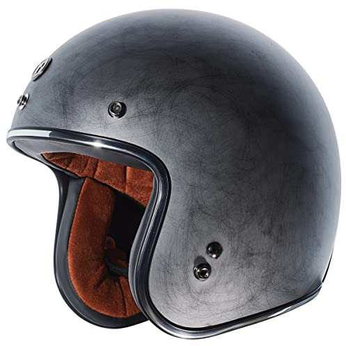 Torc T5015WSIL23 Torc Jethelm, 3/4-Look, flach, Schwarz, verwittertes Silber, Größe M