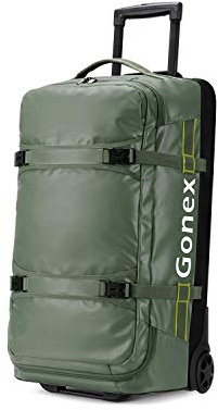 Gonex Wheeled Duffel Bag 70L Water-Repellent Rolling Travel Bag with Wheels Luggage with Rollers Unisex 25 inch, Olive Green
