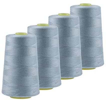 4 x 4572m Qualitäts Overlock-Garn Overlock-Nähgarn Oeko-Tex Farbe 701-740, Farbe:A729 zartes taubenblau