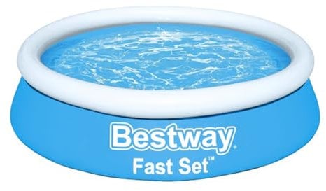 Bestway Fast Set 6 Foot x 20 Inch Round Inflatable Above Ground Outdoor Swimming Pool with 248 Water Capacity and Repair Patch, Blue (Pool Only)