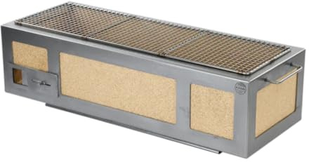 Kasai Konro Long Japanese Charcoal Grill – Table Top Konro BBQ for Sear, Plancha & Robata Cooking – Made in Britain – Feeds 8-12 people – 17.25kg