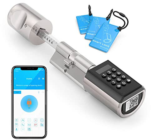 WELOCK Elektronischer Tür-Schließzylinder mit RFID Karte,Türschloss mit Passwort,Elektronisches Türschloss mit Bluetooth App WiFi,elektronisches türschloss haustür 50-100mm