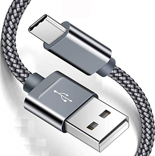 NWNK13 USB C Cable Type C Fast Charging Cable for Samsung Galaxy A12 / A32 / A42 / A52 / A72 Nylon Braided Android Phone Charger Lead Wire Sync Cord (3m, Silver)