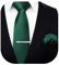 HISDERN Cravate Homme Dunkelgrün Mariage Fete et Pinces à Gris cravate & Carre de poche Set