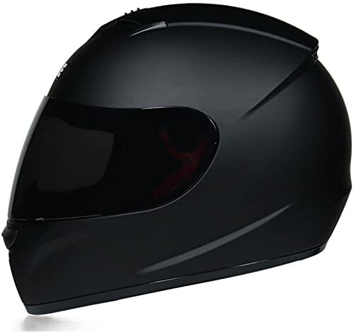DOT-zertifizierter Motorrad Integralhelm für Erwachsene mit 4 Linsenoptionen Herren Damen Motorrad helme Sturzhelm für den täglichen Motorradintegralhelm,Matt black d,XL 61~62cm