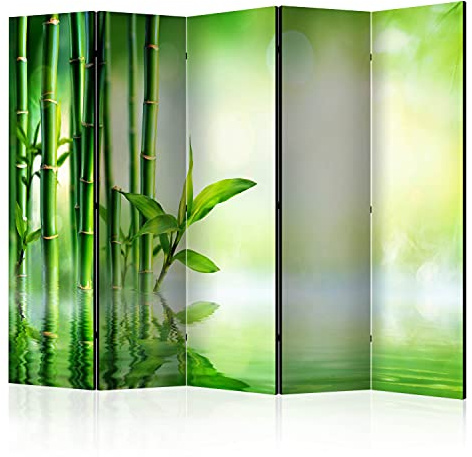 murando - Paravent Raumteiler Innen Bambus 225x172 cm 5-teilig Einseitig Raumtrenner Trennwand Holz Room Divider Sichtschutz Spanische Wand Raum Abtrennung Natur Botanik Pflanze Asien b-B-0164-z-c