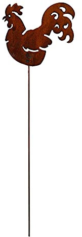 Manufaktur Lichtbogen Rost Gartenstecker Hahn 63 cm