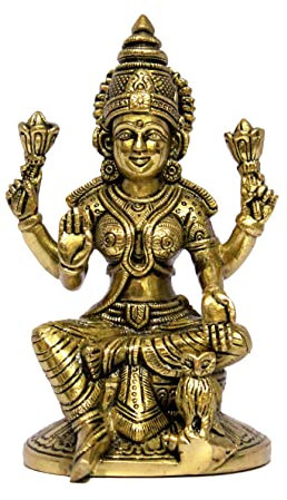 eSplanade Brass Laxmi Lakshmi Göttin Murti Idol Statue Figur Skulptur | Pooja Idols – Heimdekoration | goldfarben – 17,1 cm
