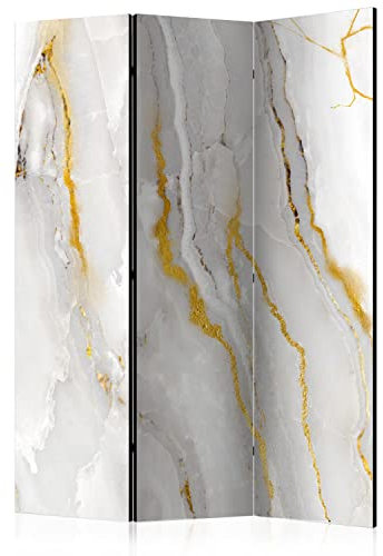 murando Raumteiler Foto Paravent Steinwand 135x172 cm beidseitig auf Vlies-Leinwand Bedruckt Trennwand Spanische Wand Sichtschutz Raumtrenner Design Marmoroptik Abstrakt 3D weiß golden f-C-0459-z-b