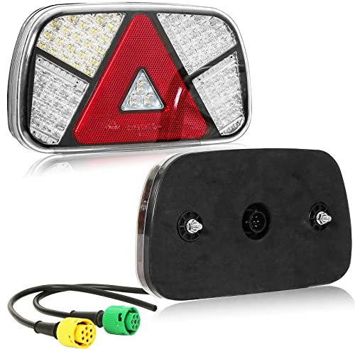 DARKGUARD Rückleuchten Anhänger Satz Led 12/24v,2pcs Rücklicht Heckleuchten Anhänger Wohnwagen Led mit Nebelscheinwerfer mit 2x 6poliger Bajonettverbindung 30cm E-Mark 7Funktion Wasserdicht