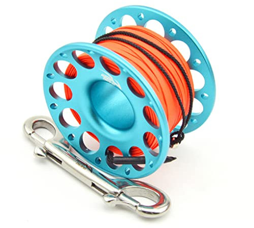 Tauchen FXL-952 Spool Reel Tragbare Massivfarbe Polyester Seilrollen Outdoor Sports Accessoires mit doppeltem Endhaken seil tauchboje, blau, 30m