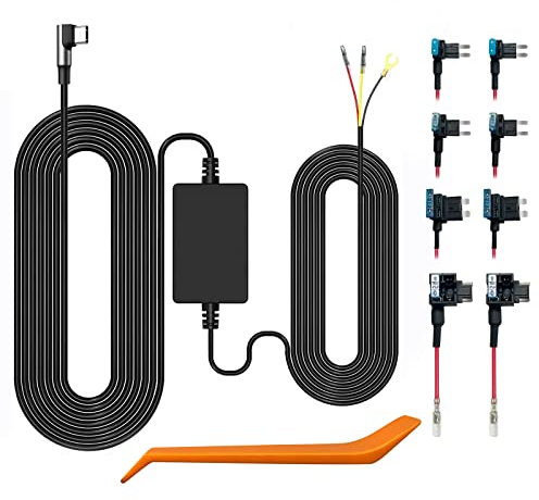 WOLFBOX Type-C/USB C Hardwire Kit for i07/G840S/G850/G840H/G900/G930 Mirror Dash Cam, Parking Monitor with Multiple Size connectors