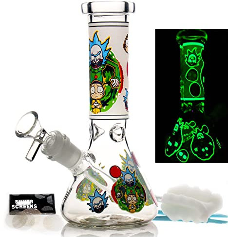Glas-Bong mit Perkolat, Mini-Bong mit 14,5 mm Bong-Schüssel, Höhe 20 cm, Bubbler-Glaspfeife zum Räuchern von Eisbongs