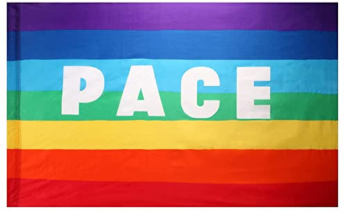 LATRAT Bandiera pace grande, Bandiera Pace Arcobaleno, Bandiera Pace 90x150cm, Applica a Interno ed esterno/Attività di strada