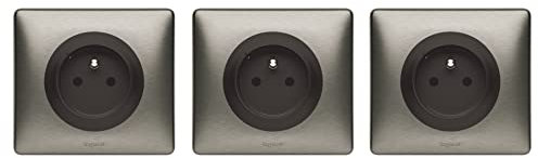 Lot 3 Prises Connectées avec Prise Terre - Céliane with Netatmo (Mesure Puissance et Suivi Consommation) avec Plaque Tungstène - Contrôle à Distance des Appareils électriques - 199180 - Legrand