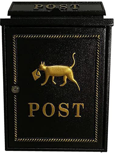 SHANGMAOYO Briefkasten zur Wandmontage, Europäischer Briefkasten aus Gusseisen Sicherer Briefkasten Außen Wandmontage Retro Vintage Post-Mount-Briefkasten mit Schloss Briefkästen