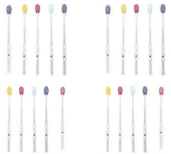 20x TelloTello Brush Medium 3940 - Handzahnbürste - Medium Borsten für Erwachsene mit super weichen abgerundeten NOLLEX® Borsten -Zufällige Farbe