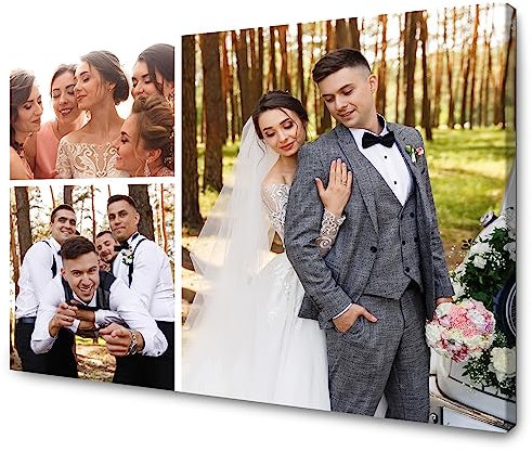 GP TONER Ihr FOTO auf Leinwand Personalisierte Multi Foto Ihr eigenes Bild auf Leinwand mit Holzrahmen Kunstdruck Bild Collage Foto 60x40