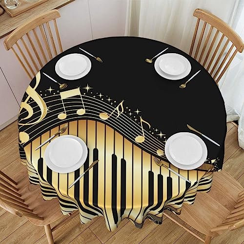 Faduni Novel Music Note Runde Tischdecke – 152,4 cm waschbare Polyester-Tischdecke dekorative Tischdecke für Küche, Esstisch, Partys, Camping