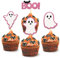 24 Stück Glitzer Halloween Cupcake Topper, Geist Kuchendeko, Baby Shower Tortendeko für Party, Babyparty, Geschlecht Verkünden, Schwangerschaft Dekoration (Rosa)