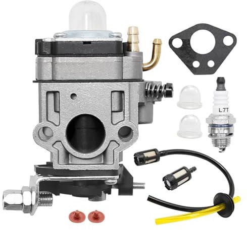 Hoypeyfiy Carburettor for 52cc 49cc 43cc Brush Cutter Engine Carburettor Carb Kit with Seal Hose Spark Plug Petrol Filter