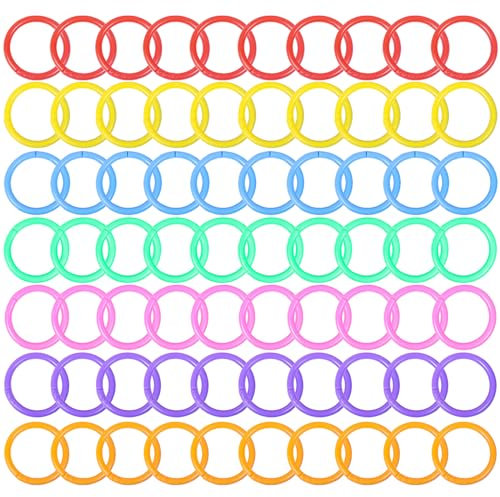 RTRTGS 70 pcs d'anneau de Livre en Plastique Anneaux à Feuilles Mobiles, Anneau de Reliure de Couleur, Anneau de Carte de Compte à Main, Snap Cercle de Livres (20mm)