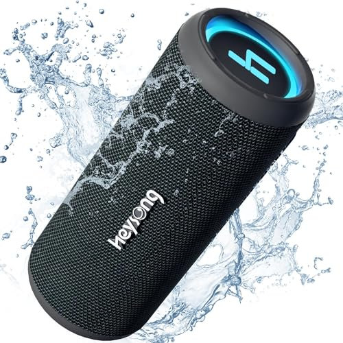 HEYSONG Portable Wireless Bluetooth Speaker Waterproof RGB LED Light True Wireless Stereo, Powerful Bass with Hi-Fi Sound, Speaker with Micro-SD, USB Stick, 3.5 mm Jack, Type C Charging