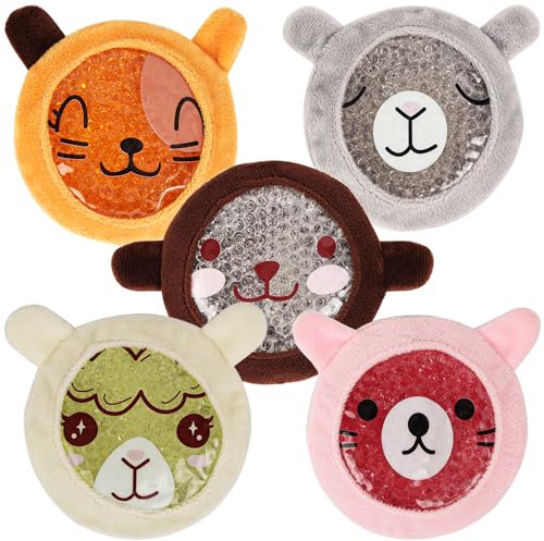 Belle Vous Kühlkissen mit Tiergesicht 5er Pack - Gel-Kühlpacks - Kühpads Kinder - Kühlpad - Weisheitszahn Kühlkompresse - Für Schwellungen - Sicher für alle Altersgruppen
