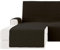 GAMUSI Sofabezug für Chaiselongue, 200 cm, Eckteil links (bis 230 cm breit), gepolstert, einfarbig, atmungsaktive Baumwolle, Dunkelgrau
