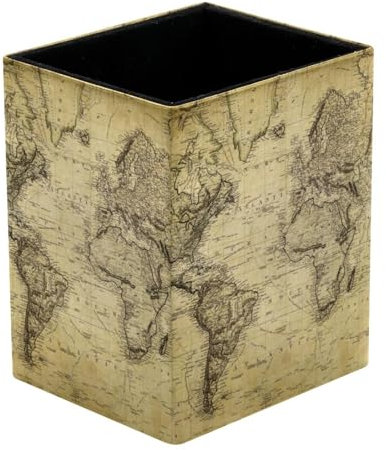 VAPOKF Pencil Holders for Desk, Vintage World Map Prints Pen Holders Pen Pot Makeup Brushes Storage Desktop Stationary Supplies Organiser for Home Office