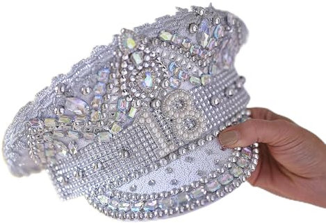 Ginger Ray 18th Birthday Silver Embellished Sequin Hat Milestone Party Wearable Accessory