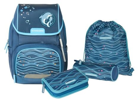 Schneiders 78453-064 - Schulranzen Ergojet Ocean, 6-teiliges Set mit Schultasche, Federmäppchen, Schlamper, Sportbeutel und individuellen Patches