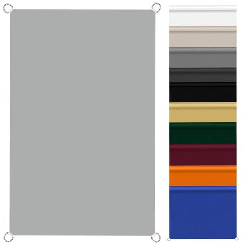 Rectangle Waterproof Shade Sail for Garden 1.5 x 1.8 m(4.92 x 5.91ft) PES Polyester 95% UV Block Hot Tub Shelter for Outdoor with Fixing Kit for Outdoor Patio Canopy, Light Grey