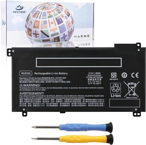 ANTIEE RU03XL 708462-001 Laptop Batería para HP Probook X360 11 G3 G4 G5 G6 Series Notebook HSTNN-IB8P HSTNN-LB8K L12717-1C1 HSTNN-UB7P L12791-855 L12717-541 L1271271 7-171 L12717-421 11.4V 48Wh