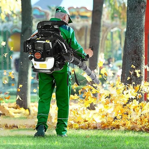 Laubbläser, 52 cc, gasbetriebener Rucksack-Laubbläser, 550 CFM 2-Takt, 1,7 PS, Schneefräse für Gebläse, Laubsauger und Mulcher für Blätter, Sand, Kies und Schnee aus den USA