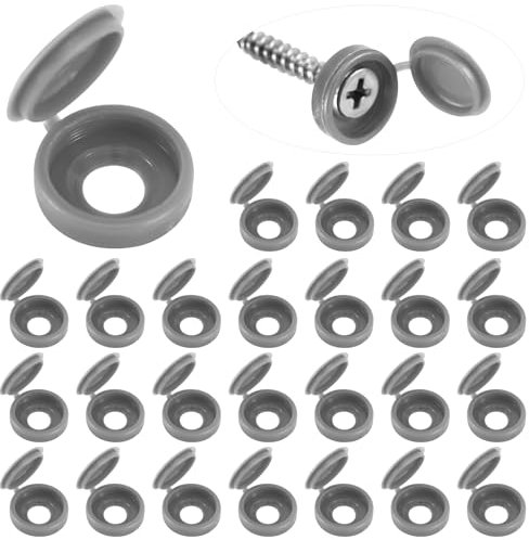 100pcs Screw Cover Caps, Plastic Hinged Screw Caps Folding Screw Covers Small Screw Cap Covers Screw Snap Covers for Screw Heads Protection (Dark Gray)