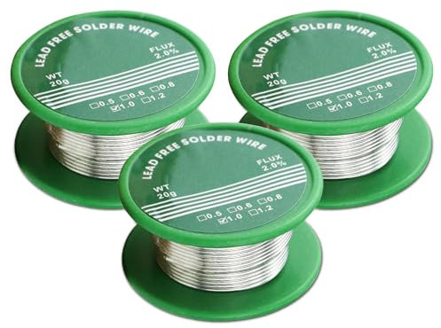 3 pcs Stagno per Saldare, Filo Stagno per Saldatura 1.0mm, Stagno Saldatura 20g, Sn99-Ag0.3-Cu0.7, Filo a Saldare Senza Piombo con Anima di Colofonia per Lavori di Saldatura Elettronica