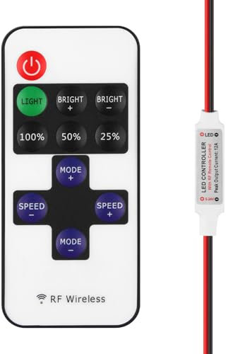 Wonvify RF Fernbedienung LED verdrahtet 5-24V 5A Mini LED Dimmer Controller Adapter LED-Streifen für 2-polige COB LED und SMD 5050 3528 2835 5630 einfarbige LED-Streifen