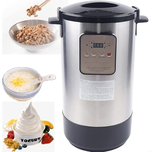 PASPRT Máquina para Hacer Yogur y fermentación de Natto de 12 litros, automática, Control de Temperatura y Tiempo Ajustable, 100 W, Ideal para Yogur casero