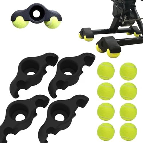 4 Pack Indoor Cycling Snap Rocker Feet Adapters, Portable Rocker Plate Bike Trainer with 8 Pack Tennis Balls, for Resistance Trainer Home Indoor Exercise Workout Equipment for Cycling Equipment