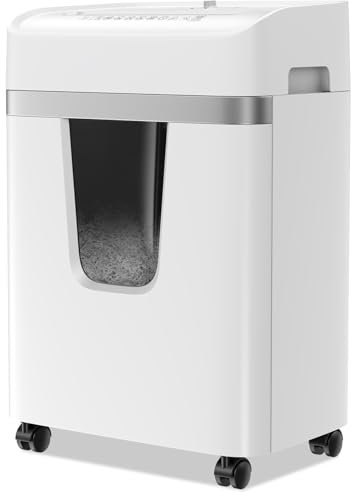 Bonsaii Aktenvernichter 12 Blatt, P-4 Kreuzschnitt Schredder für Kreditkarten, Büroklammern, CDs, 20L Behälter mit Sichtfenster, 15 Min Dauerbetrieb, für Büro & Zuhause, C282-A