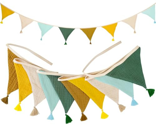 qingmeng Guirlande de fanions multicolores pour chambre d'enfant - 2,6 m - Décoration pour chambre de bébé - Mini guirlande de fanions en tissu - Décoration murale pour chambre d'enfant - Décoration