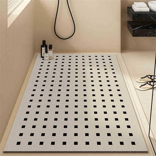 Surwin Tappetino da Doccia Antiscivolo, Tappetino da Bagno in Luffa PVC, Stampa Pois Moda Morbida Tappeto Antiscivolo Lavabile, Asciugatura Rapida Tappetini per Aree Umide (Quadrato,80x120cm)
