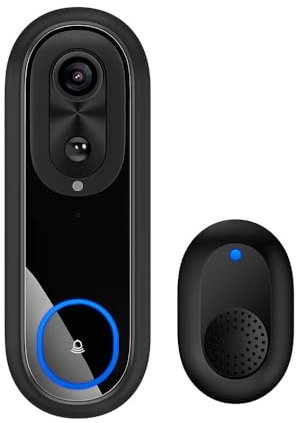 5G 2.4G WiFi Video Doorbell 1080P Wireless Bell APP Smart Intercom Camera IP65 Waterproof Ring Bell with 7000mAh Battery(Doorbell kit)