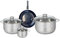 ELO 9711750 Batterie de cuisine 4 pièces, Ensemble de 1 Poêle de cuisson 20 cm et 3 faitouts 16, 20 et 24 cm Elo Prima Brillant, inox, induction