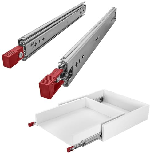 1 Paar SOTECH Schwerlastauszüge VarioSlide KV2-100-H53-L750-EH 750 mm | mit Lock-in/out Einrastfunktion mit rotem Hebel Schwerlast-Vollauszug belastbar bis 100 Kg