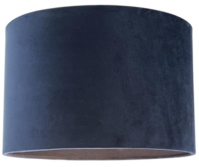 Modern Soft Velvet Midnight Blue Fabric Round 30cm Drum Lamp Shade | for Lounge Bedroom Dining Room etc | Inner Cotton Lining by Happy Homewares