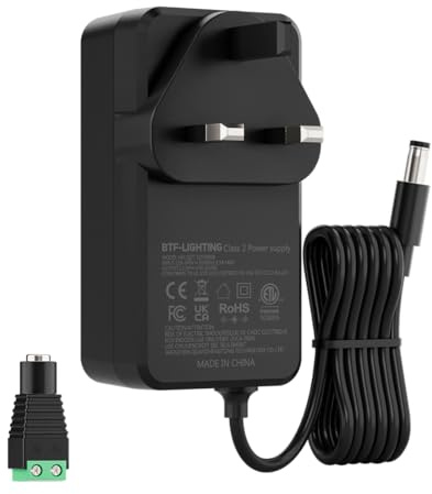 BTF-LIGHTING 12V 5A/60W Power Adapter with UK Plug - UKCA Certified | 100-240V AC Input Power Supply for LED Strips(WS2811/WS2814/WS2815), CCTV Cameras, IT Projects