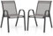 HaoChrymec 2er Set Stapelstühle Garten, Stapelstühle aus Textilene und Metallgestell, Ergonomische Rückenlehne und Armlehnen, Outdoor Stuhl für Balkon, Terrasse und Garten, Grau, 56 x 70 x 84 cm
